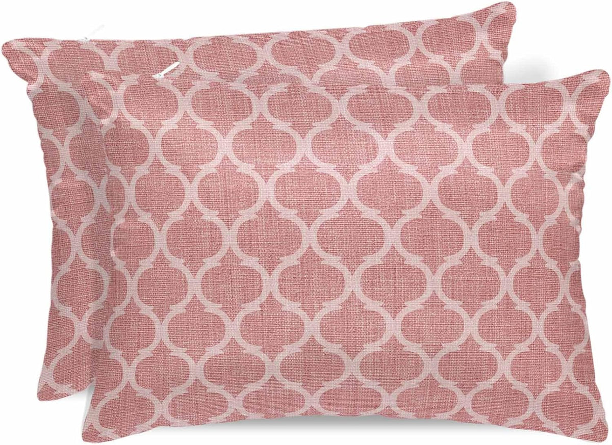 Satin Pillowcase for Hair and Skin Standard Size 2 Pack Moroccan Texture Satin Pillow Case Soft Cooling Silk Retro Peach Pink Linen Pillowcases with Hidden Zipper Throw Pillow Covers 20x26 Inch