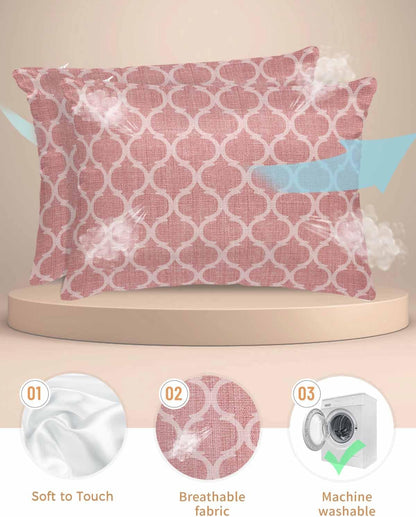 Satin Pillowcase for Hair and Skin Standard Size 2 Pack Moroccan Texture Satin Pillow Case Soft Cooling Silk Retro Peach Pink Linen Pillowcases with Hidden Zipper Throw Pillow Covers 20x26 Inch