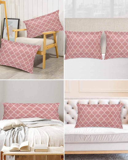 Satin Pillowcase for Hair and Skin Standard Size 2 Pack Moroccan Texture Satin Pillow Case Soft Cooling Silk Retro Peach Pink Linen Pillowcases with Hidden Zipper Throw Pillow Covers 20x26 Inch