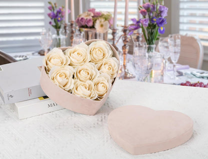 Heart Shaped Gift Boxes with Lids for Presents Set of 4 Light Pink Velvet Nesting Gifts Box for Arrangements Flowers Wedding Birthday Valentines Bridesmaid Christmas Party Anniversary