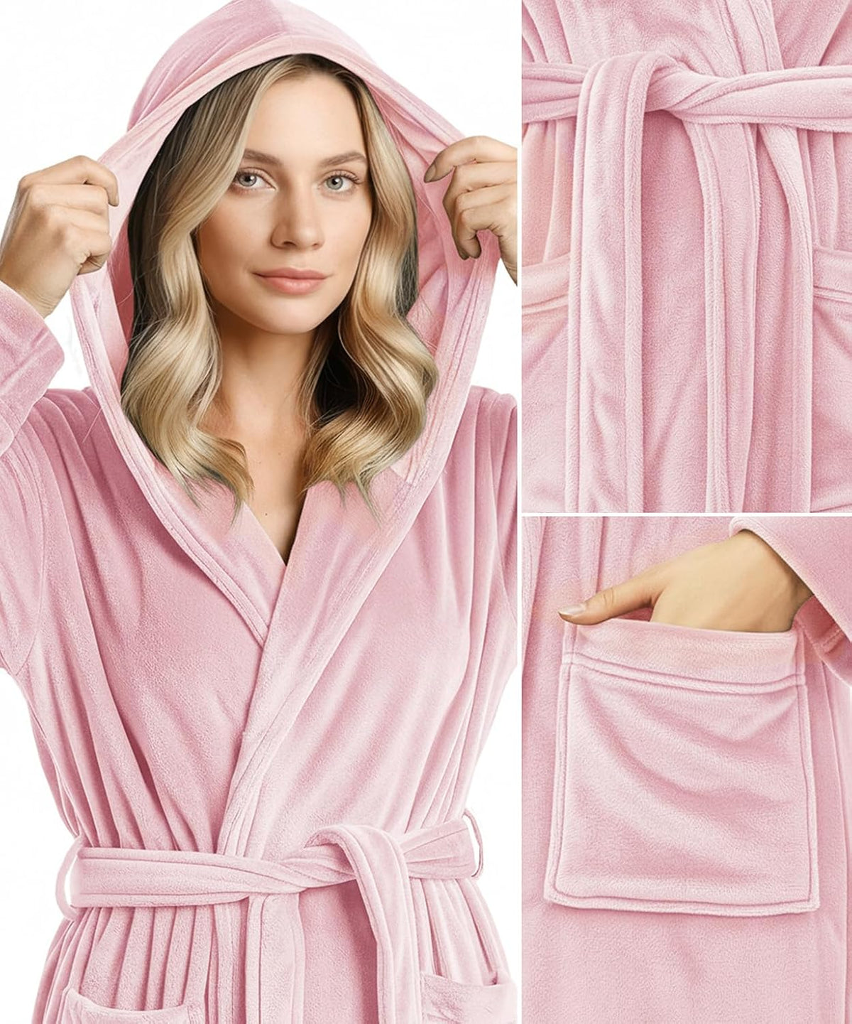 Premium Ultra Soft Robes for Women with Hood Plush Fleece Long Bathrobe