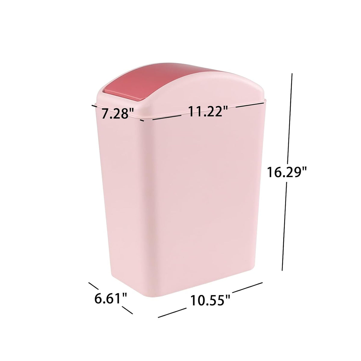 4.5 Gallon Trash Can with Lid, Plastic Swing Top Trash Can (Pink)
