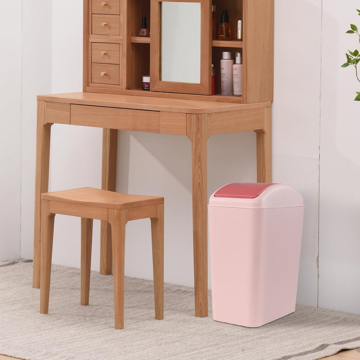 4.5 Gallon Trash Can with Lid, Plastic Swing Top Trash Can (Pink)