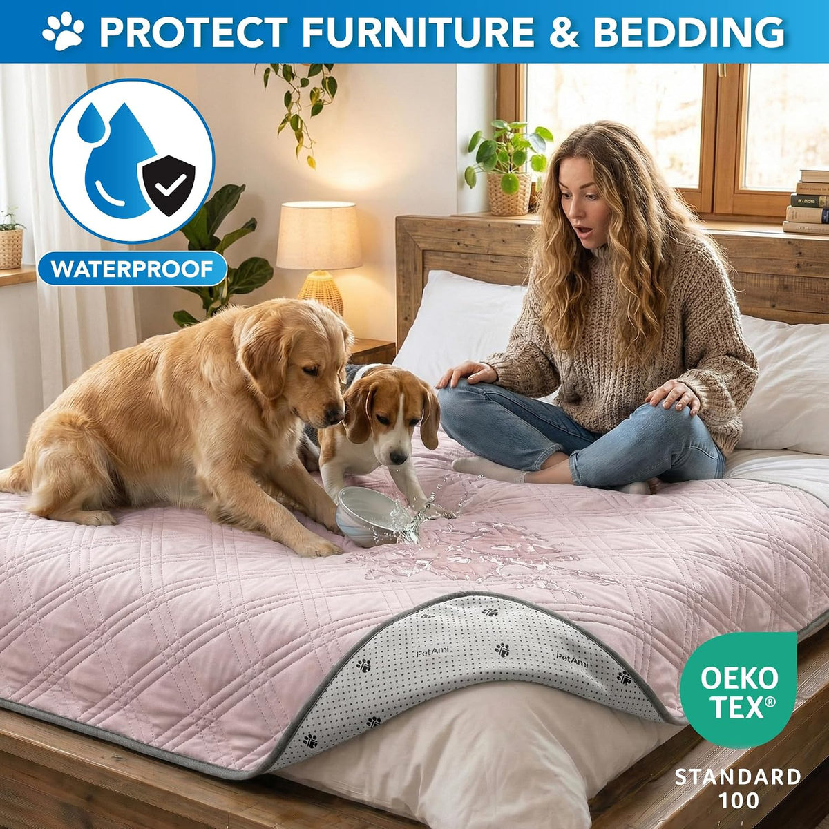 Waterproof Dog Cooling Mat Pet Pad for Crate Couch Bed, Pink, 40x60