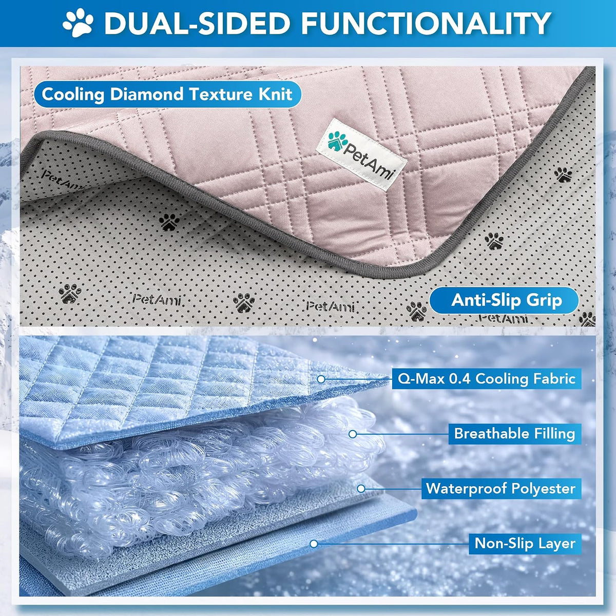 Waterproof Dog Cooling Mat Pet Pad for Crate Couch Bed, Pink, 40x60