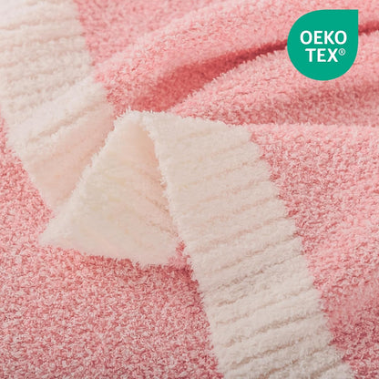 Soft Blankets Pink, Cozy Throw Blanket for Couch, Warm Reversible Knit Blanket for Women, Fuzzy Lightweight Throws for Sofa, Bed, Picnic, Heather Hot Pink, 50 x 60 inches
