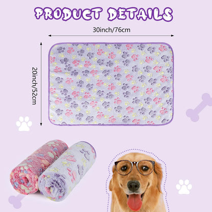 YUEPET Waterproof Dog Blankets, 2 Pack Washable Dog Blankets for Bed Couch Sofa Protector Fleece Flannel Puppy Blanket Soft Plush Reversible Throw Blanket for Small Medium Dog Cat 30"×20"(Purple+Pink)