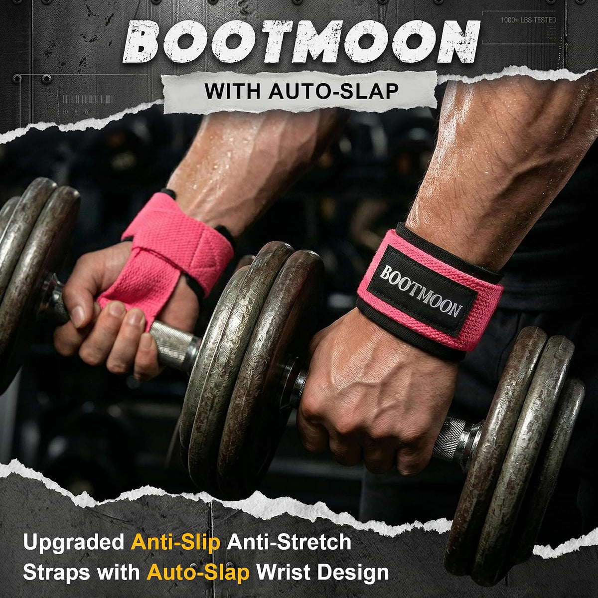 Lifting Wrist Straps for Weightlifting, One-Hand Snap Lock