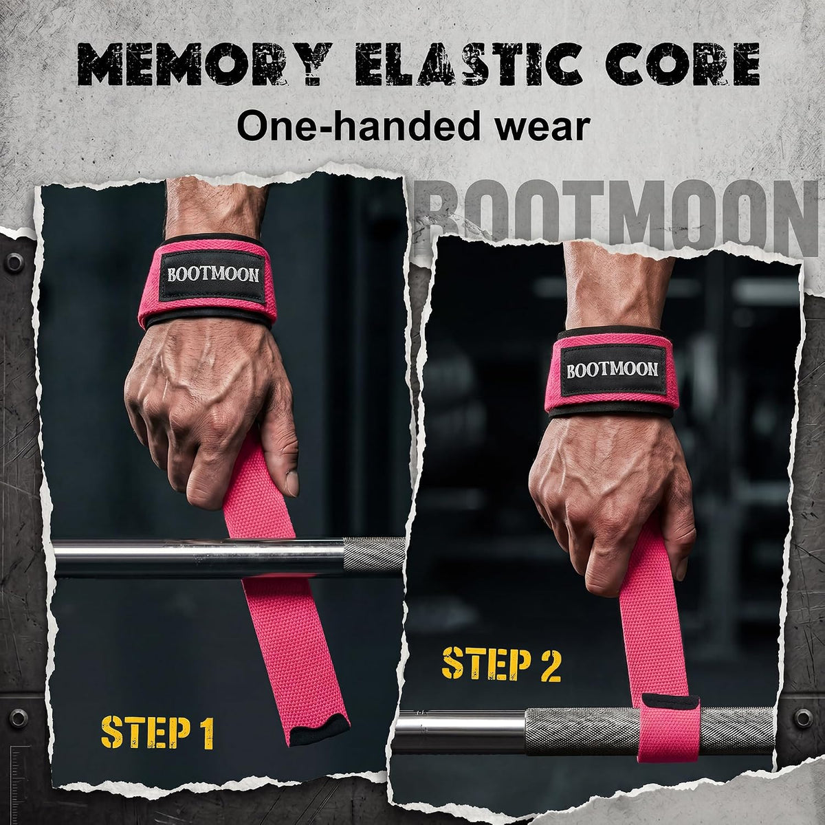 Lifting Wrist Straps for Weightlifting, One-Hand Snap Lock