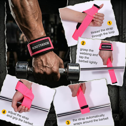 Lifting Wrist Straps for Weightlifting, One-Hand Snap Lock