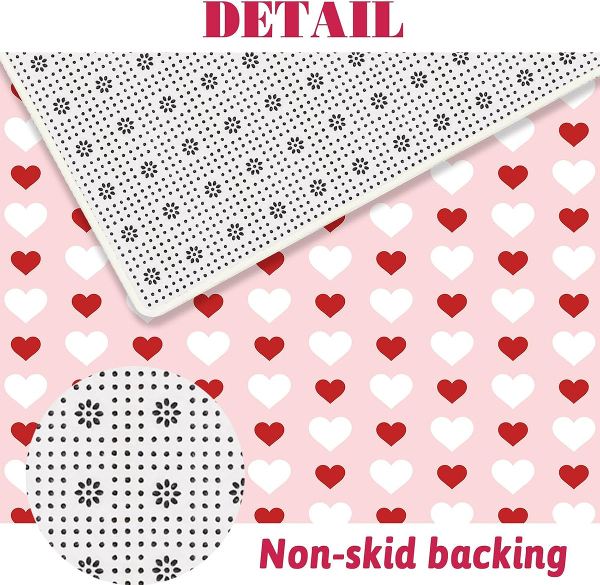 4pcs Valentines Shower Curtain Set Pink and Red Little Heart Shower Curtain Sets for Valentine's Day Bathroom Decor Sweetheart Shower Curtains with Non-Slip Rugs Toilet Lid Cover and Bath Mat