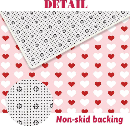 4pcs Valentines Shower Curtain Set Pink and Red Little Heart Shower Curtain Sets for Valentine's Day Bathroom Decor Sweetheart Shower Curtains with Non-Slip Rugs Toilet Lid Cover and Bath Mat