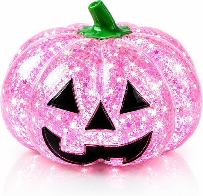 Halloween Glitter Pumpkin Squish Toy, Slow Rise Squeeze Fidget Toy, Soft Sparkly Squishy Stress Relief Toy, Halloween Party Favors, Trick or Treat Goodie Bag Fillers, Gifts for Kids Boys Girls