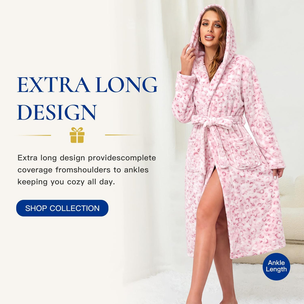 Women's Plush Hooded Robe Bathrobe-Fast Warmth for Home