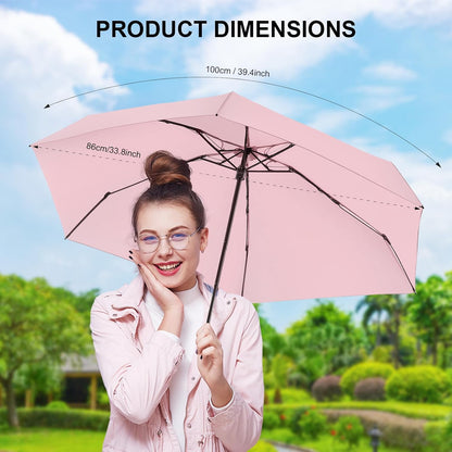 Mini Umbrella for Travel with Case Small Compact Sun Rain Tiny for Purse