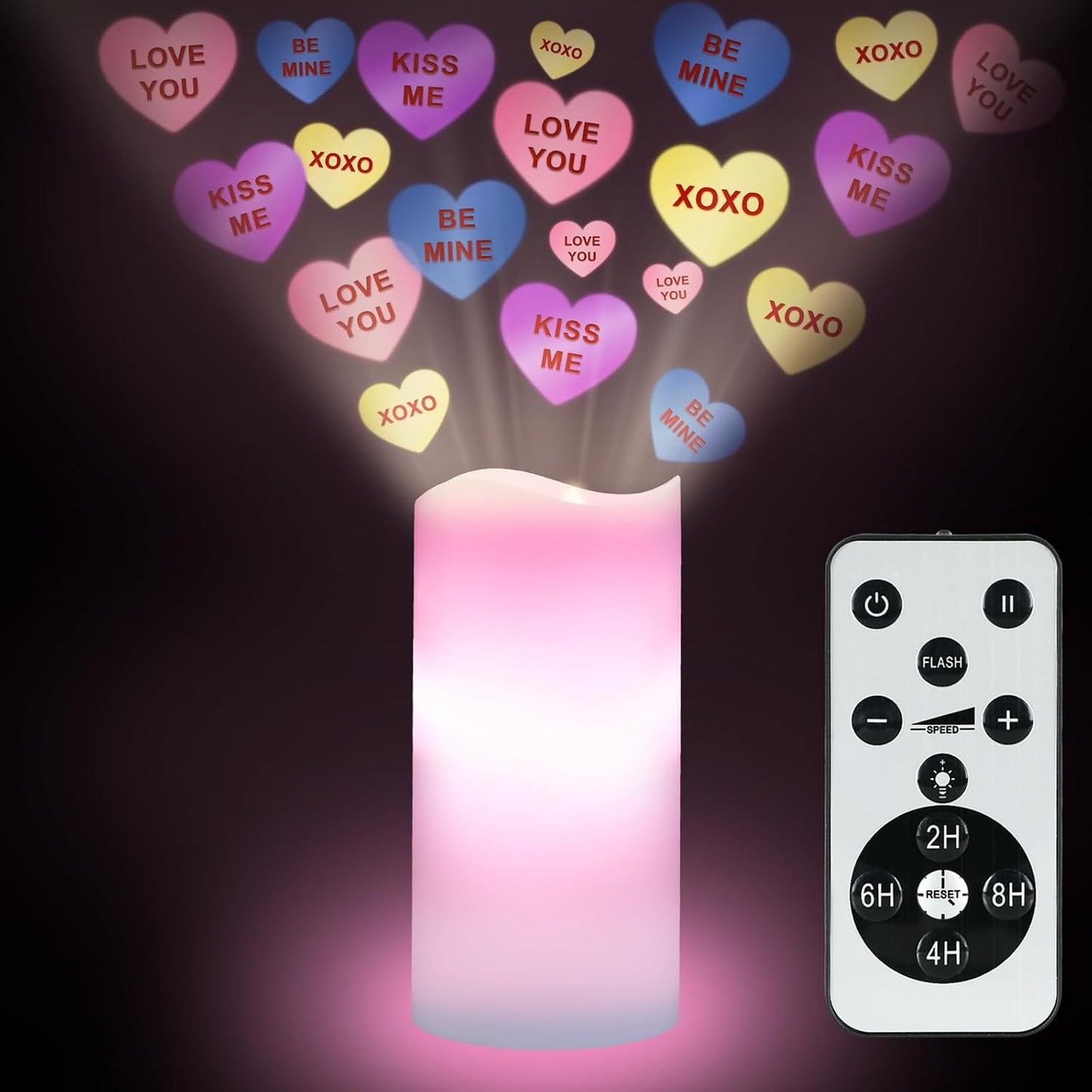 Valentines Day Decorations, Flameless Candles with Heart Projector