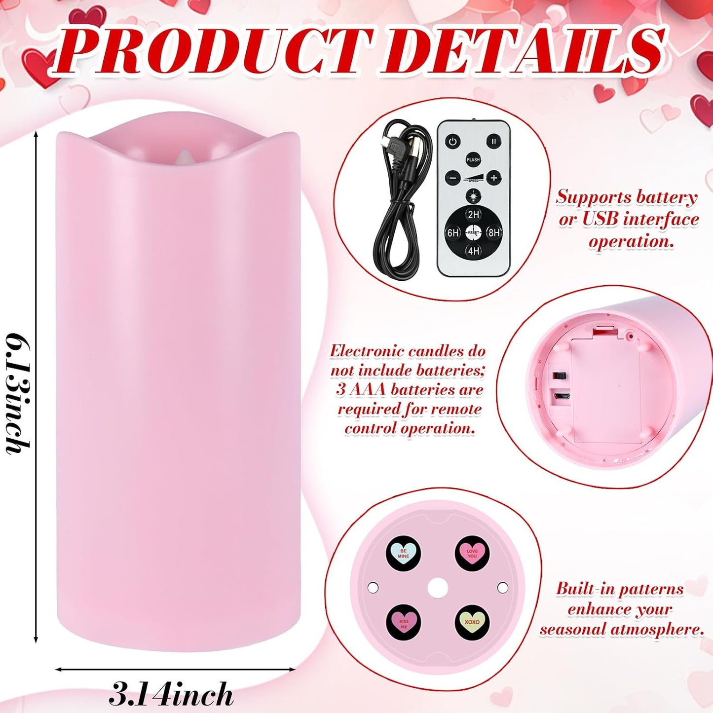 Valentines Day Decorations, Flameless Candles with Heart Projector