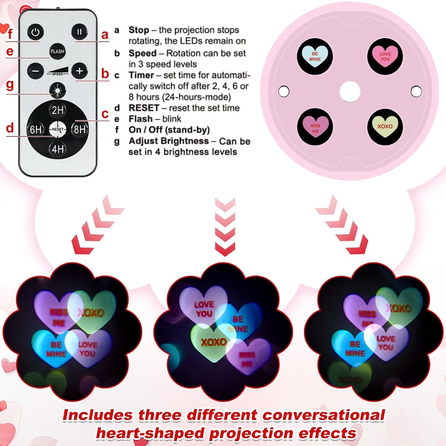 Valentines Day Decorations, Flameless Candles with Heart Projector