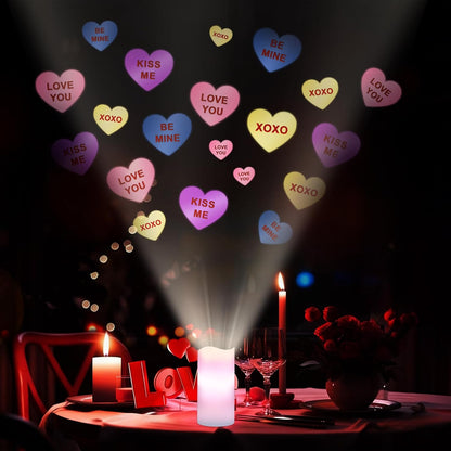 Valentines Day Decorations, Flameless Candles with Heart Projector