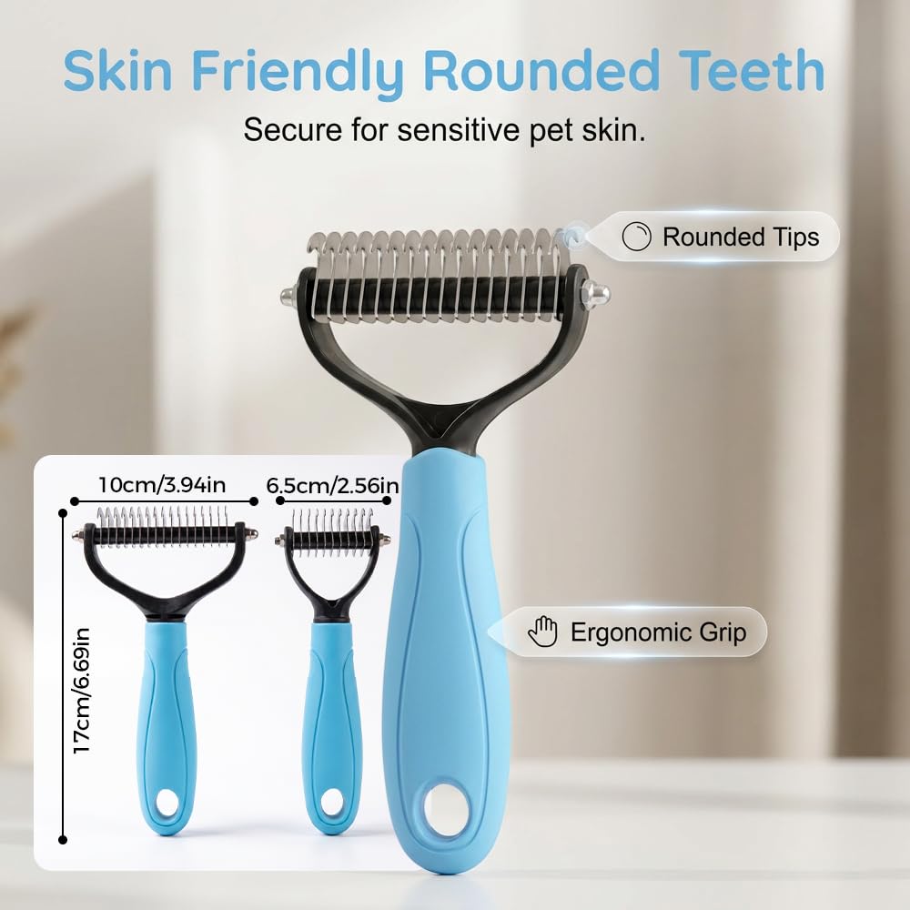 2026 New Dematting Comb for Dogs and Cats, Undercoat Rake Pet Brush for Long Hair, Deshedding Dog Brush Removes Tangles Knots and Loose Fur, Pet Grooming Tool for Thick Coats (Pink L)