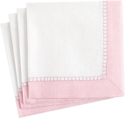 Linen Border Paper Cocktail Napkins in Petal Pink - 20 Per Package