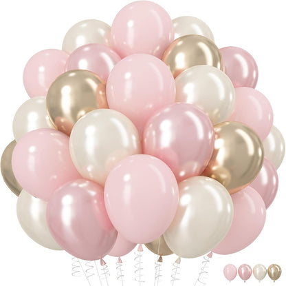 Pink and Gold Balloons 12Inch Double Stuffed Pink Gold Balloon