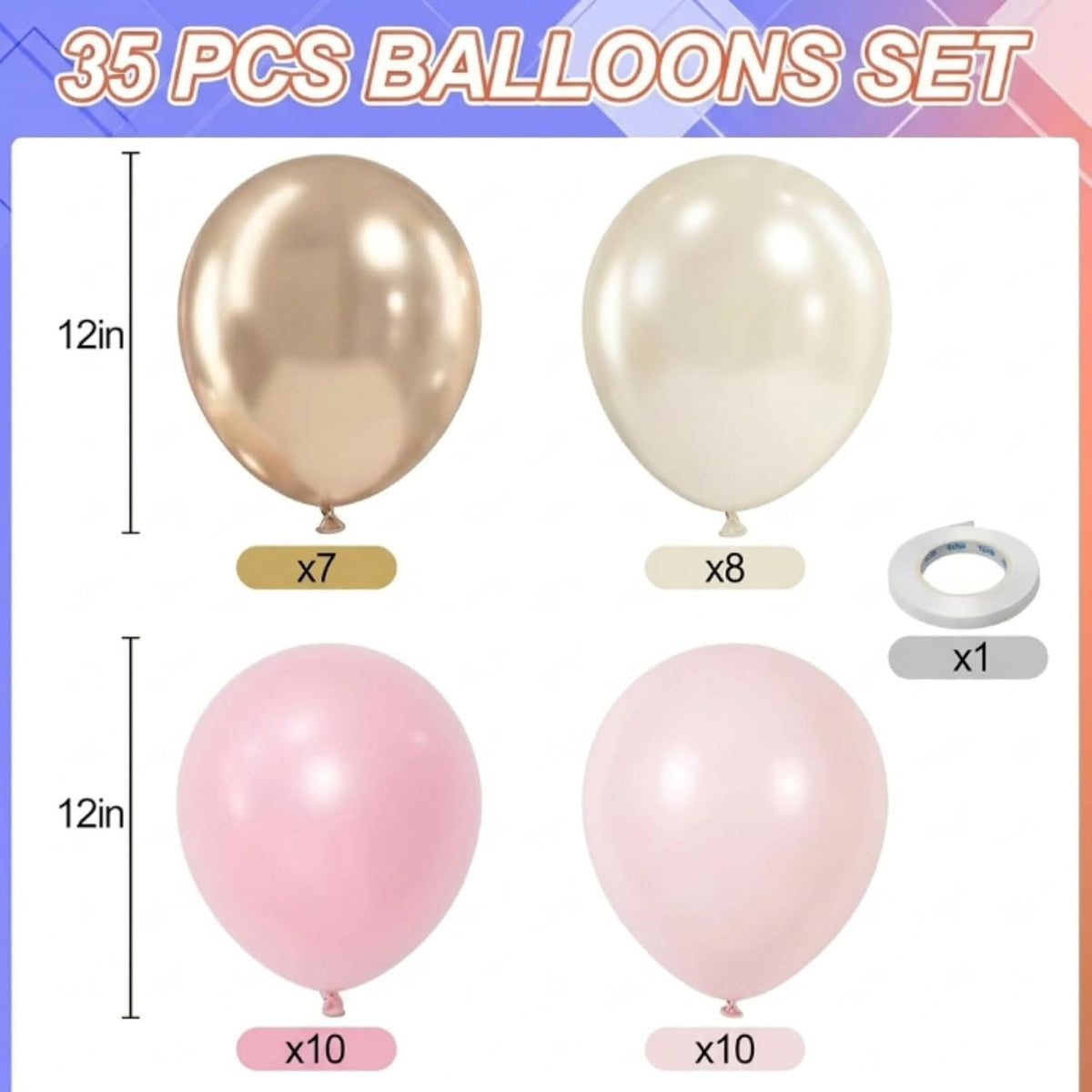 Pink and Gold Balloons 12Inch Double Stuffed Pink Gold Balloon
