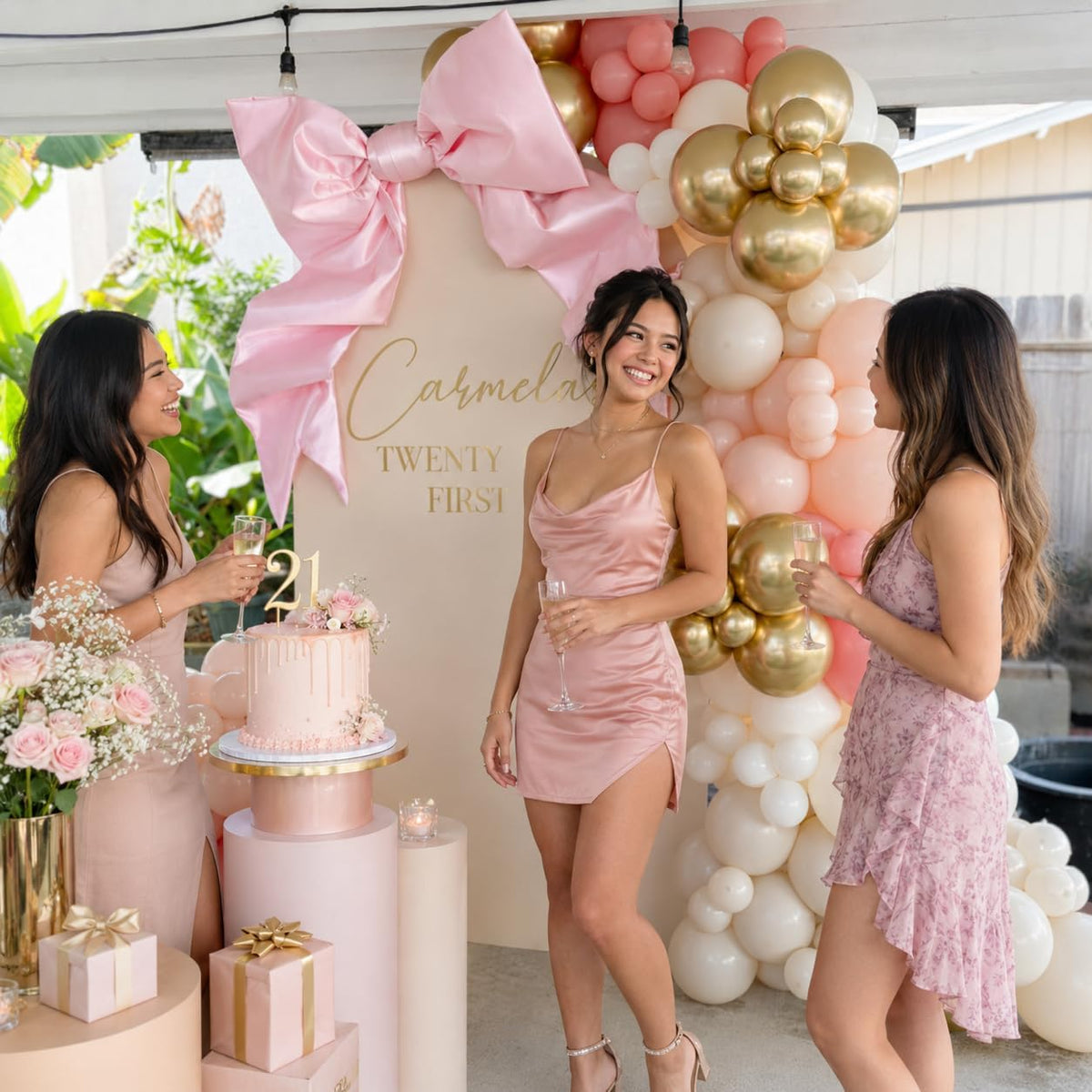Pink and Gold Balloons 12Inch Double Stuffed Pink Gold Balloon