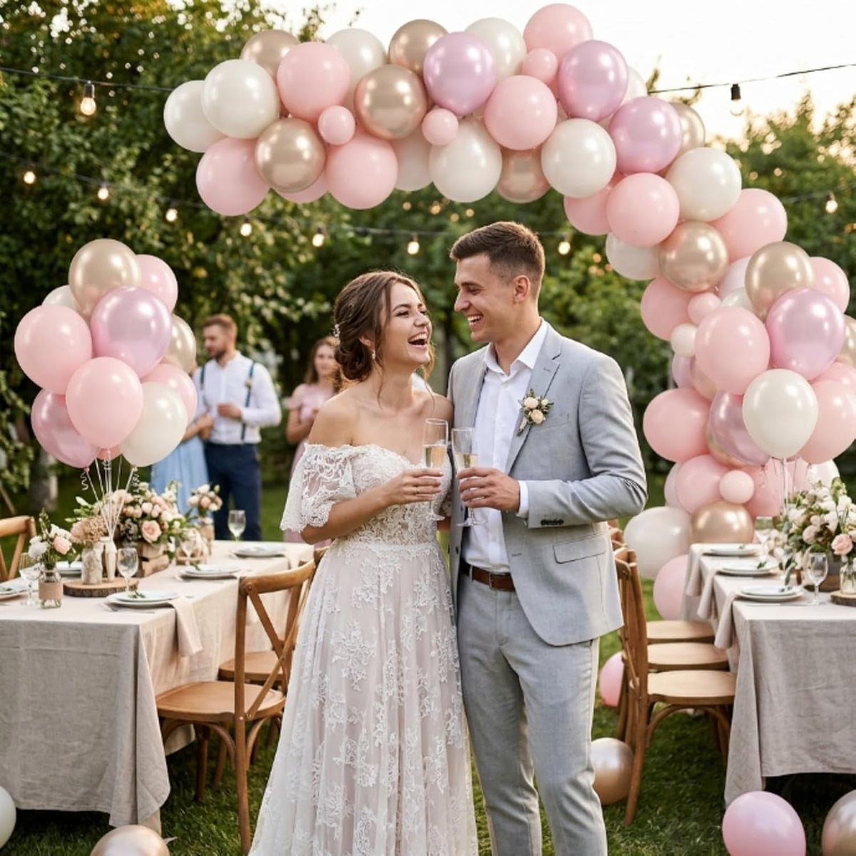 Pink and Gold Balloons 12Inch Double Stuffed Pink Gold Balloon