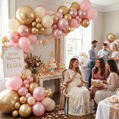 Pink and Gold Balloons 12Inch Double Stuffed Pink Gold Balloon