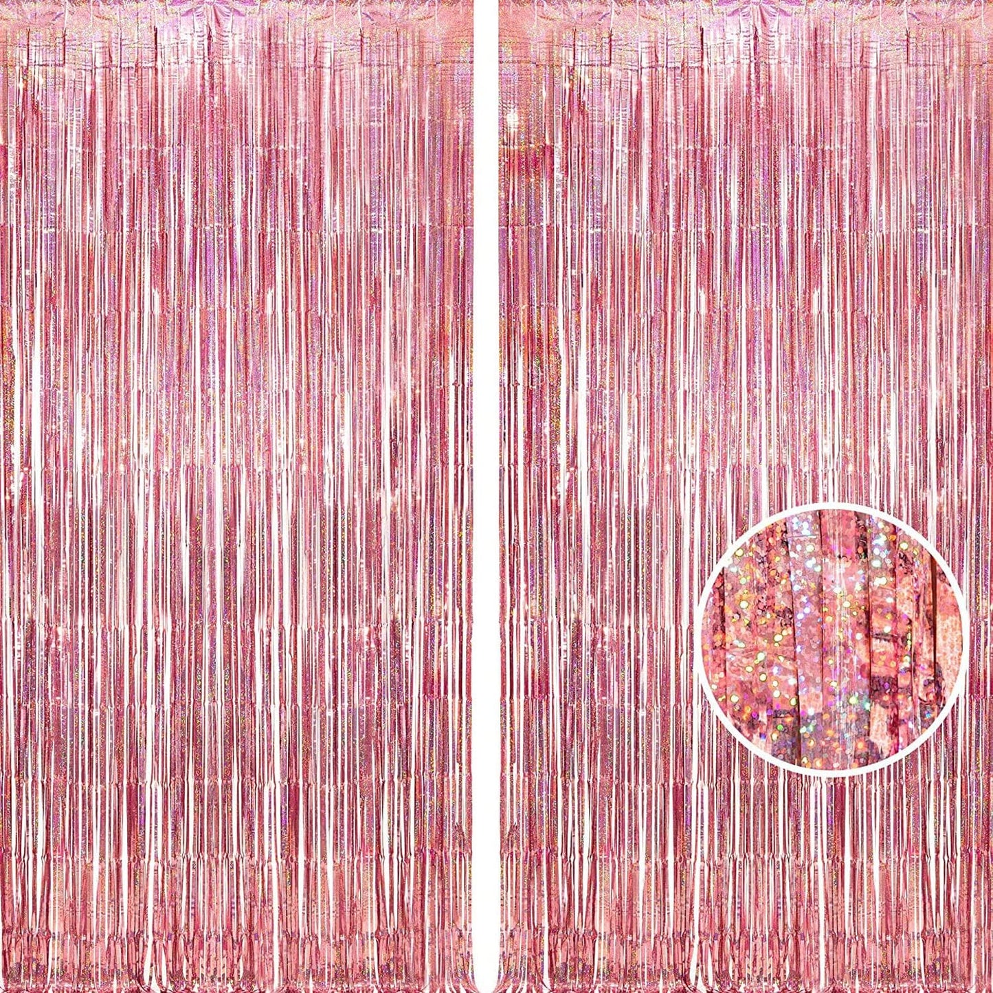 Rose Gold Tinsel Foil Fringe Curtains | Holidays Party Backdrop