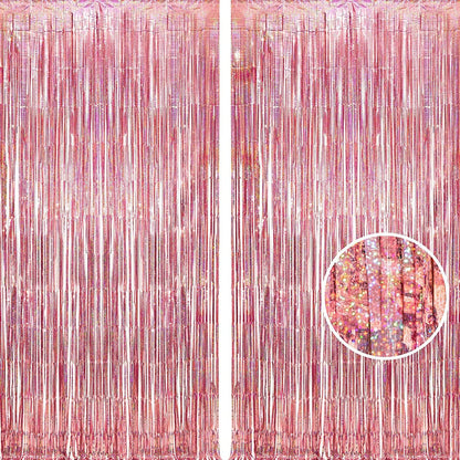 Rose Gold Tinsel Foil Fringe Curtains | Holidays Party Backdrop
