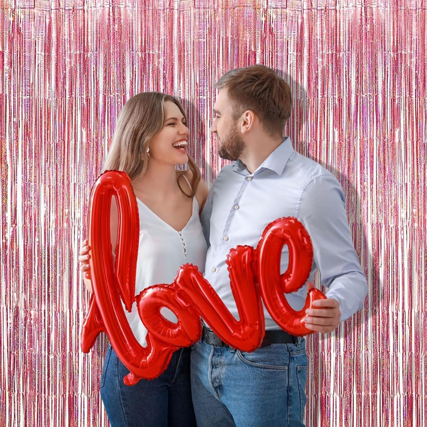Rose Gold Tinsel Foil Fringe Curtains | Holidays Party Backdrop