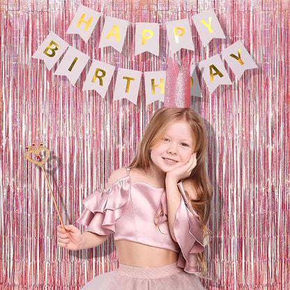 Rose Gold Tinsel Foil Fringe Curtains | Holidays Party Backdrop
