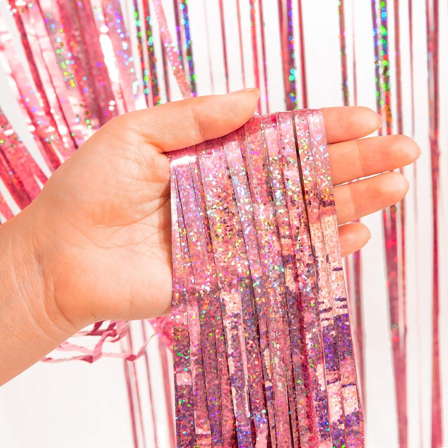 Rose Gold Tinsel Foil Fringe Curtains | Holidays Party Backdrop