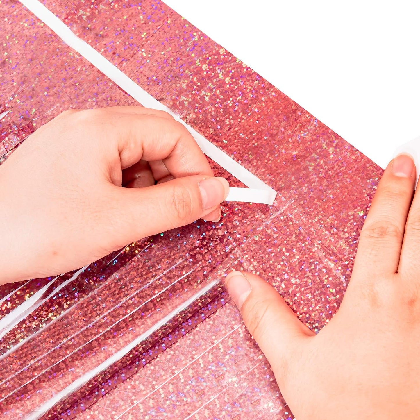 Rose Gold Tinsel Foil Fringe Curtains | Holidays Party Backdrop