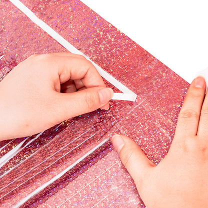 Rose Gold Tinsel Foil Fringe Curtains | Holidays Party Backdrop