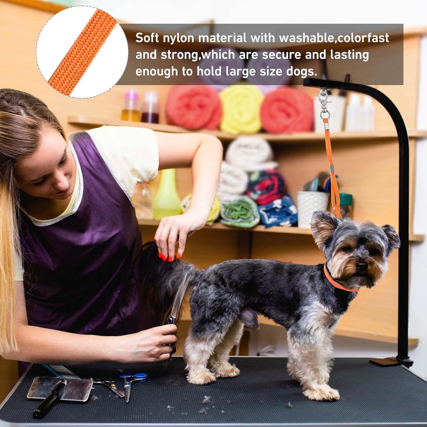 Pet Dog Grooming Loop, Nylon Restraint Noose Adjustable Fixed Dog Cat Safety Tether Straps Dog Grooming Supplies for Pet Grooming Table Bathtub - 6 Pack / 6 Color