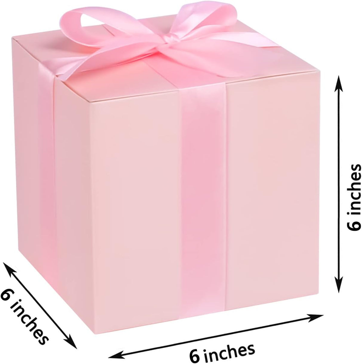 Small Gift Boxes 25 Pack 6x6x6 in Pink Gift Box with Ribbons