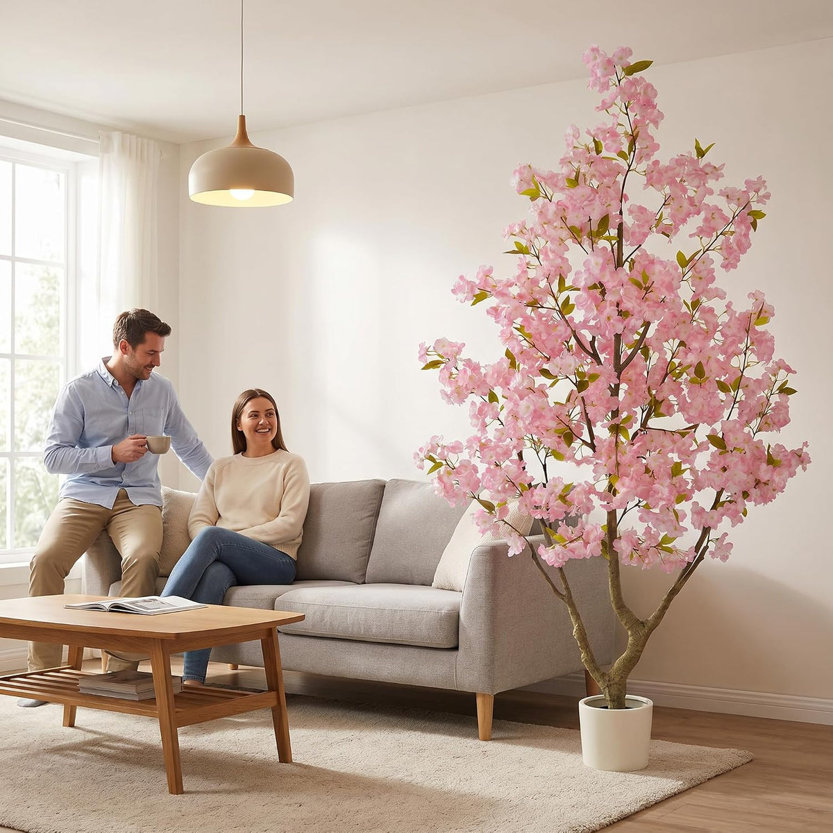 Artificial Cherry Blossom Tree 6ft Sakura with White Planter