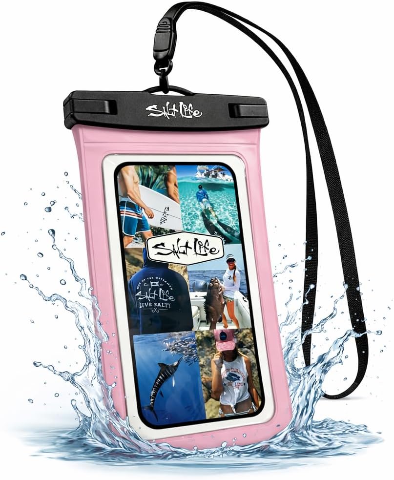 Waterproof Phone Bag Sleeve – IPX8 100% Waterproof Protection, Universal Phone Pouch with Touchscreen Clear Window, Secure Seal Closure & Lanyard for Beach, Pool, Kayak & Travel (Pink)