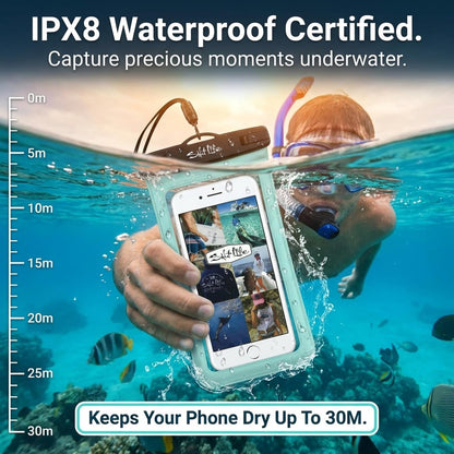 Waterproof Phone Bag Sleeve – IPX8 100% Waterproof Protection, Universal Phone Pouch with Touchscreen Clear Window, Secure Seal Closure & Lanyard for Beach, Pool, Kayak & Travel (Pink)