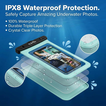 Waterproof Phone Bag Sleeve – IPX8 100% Waterproof Protection, Universal Phone Pouch with Touchscreen Clear Window, Secure Seal Closure & Lanyard for Beach, Pool, Kayak & Travel (Pink)