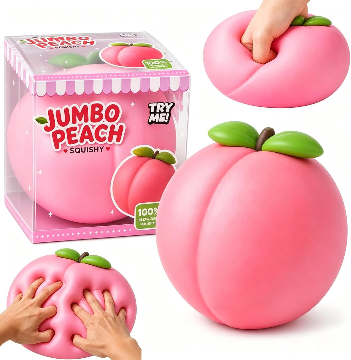 Giant Peach Squishy Jumbo Stress Ball, Soft Sensory Fidget (Peach-1Pcs)