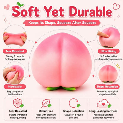 Giant Peach Squishy Jumbo Stress Ball, Soft Sensory Fidget (Peach-1Pcs)