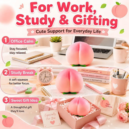 Giant Peach Squishy Jumbo Stress Ball, Soft Sensory Fidget (Peach-1Pcs)