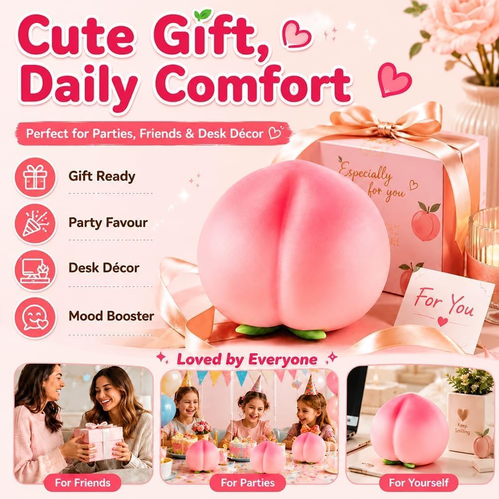 Giant Peach Squishy Jumbo Stress Ball, Soft Sensory Fidget (Peach-1Pcs)