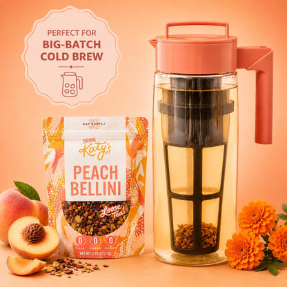 Katy’s Peach Bellini Loose Tea - Apple, Peach & Mango - Light Herbal Fruit Tea, Caffeine-Free, Sugar-Free - Hot or Iced Tea - 30+ Cups