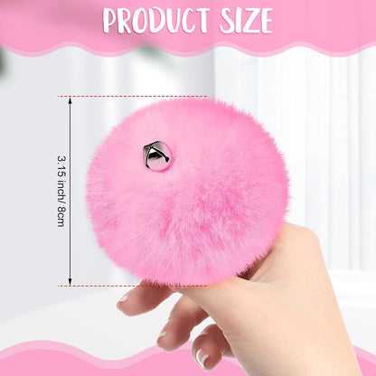 2 Pieces Roller Skate Pom Poms with Bells for Women Girls Princess Fluffy Tie on Fuzzy Pompom Puff Balls for Quad Roller Skate Accessories(8 cm,Pink)