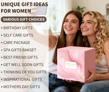 Spa Gift Baskets for Women - Self Care Gifts Kit for Women - Get Well Soon Cozy Relaxation Home Self Care Kits Set Valentine's Day Gifts for Woman Mom Best Friends Sister Wife, Pink